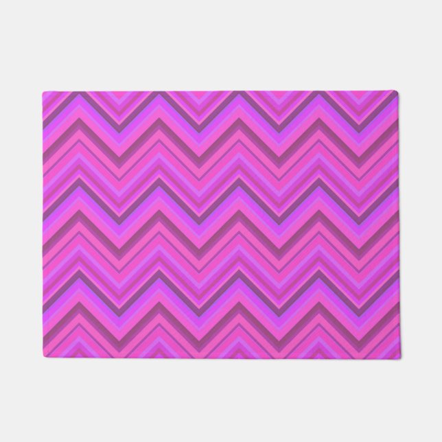 Paillasson Motif zigzag à rayures roses (Devant)