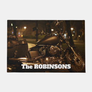 Paillasson Moto noir et argent la nuit