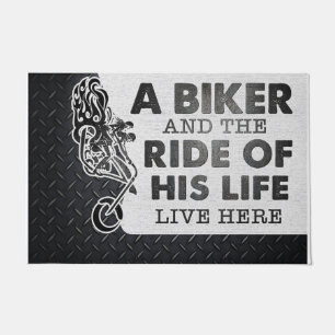 Paillasson Motocyclisme personnalisé vit ici, Biker personna