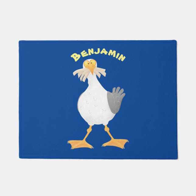 Paillasson Mouette drôle avec frites dessin animé (Devant)