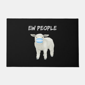 Paillasson Mouflons ou agneau en masque | Cadeau de quarantai