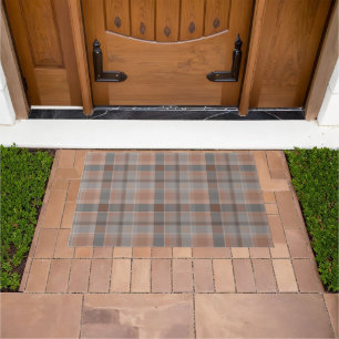 Paillasson Mousse au moka et carreaux gris
