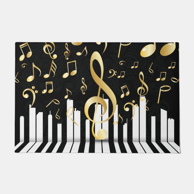Paillasson Music Note Clés de piano Gold Luxury (Devant)