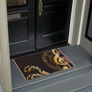 Paillasson Music Note Luxe Gris Or