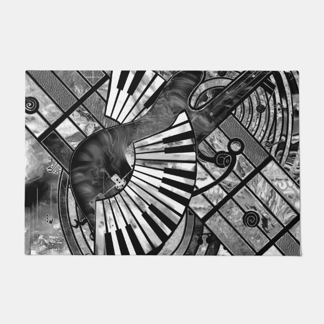 Paillasson Musique Abstraite - Textures en niveaux de gris (Devant)