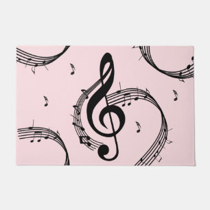 Paillasson Musique de clef de sol climactique rose