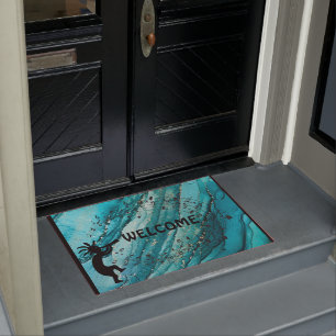 Paillasson Musique Sud-Ouest Turquoise Kokopelli Doormat