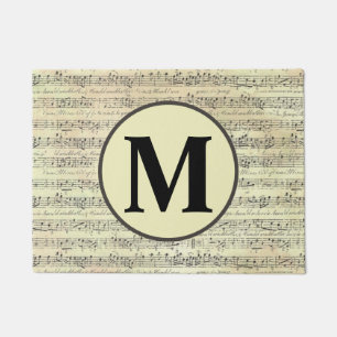 Paillasson Musique vintage Note Musicien Motif Monogramme