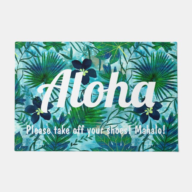 Paillasson Nalani Hawaiian Tropical Garden Turquoise (Devant)