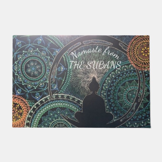 Paillasson NAMASTE Bouddha personnalisé Dot Mandala Doormat (Devant)