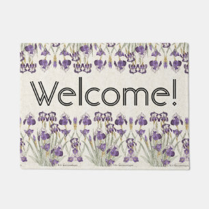 Paillasson Natte bienvenue d'art de Nouveau de fleurs