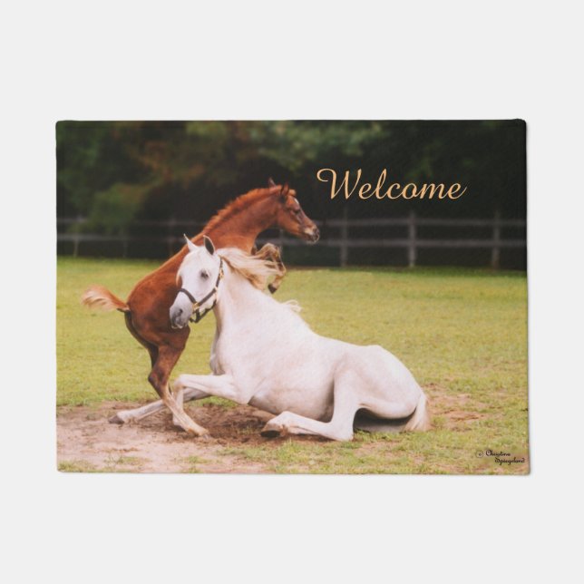 Paillasson Natte bienvenue de chevaux Arabes (Devant)