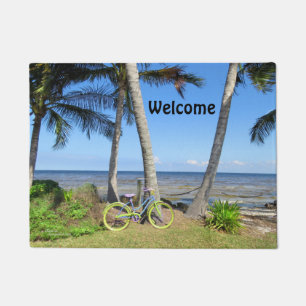 Paillasson Natte bienvenue de palmiers de bicyclette