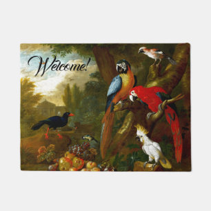 Paillasson Natte bienvenue d'oiseaux de cacatoès de perroque