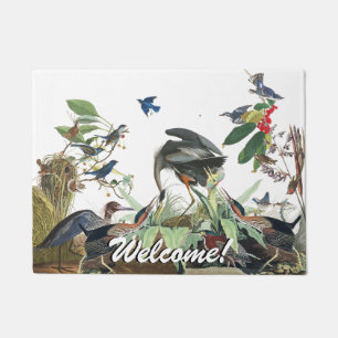Paillasson Natte bienvenue d'oiseaux d'oiseau bleu de dingue
