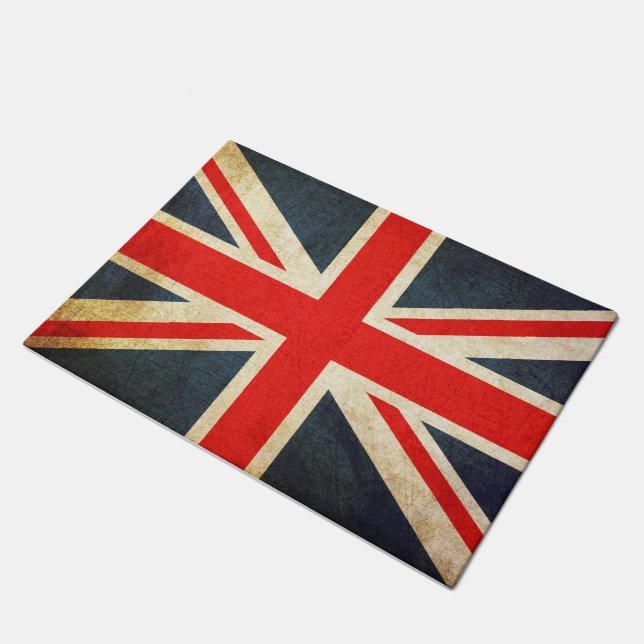Paillasson Natte BRITANNIQUE grunge d'Union Jack de drapeau (Incliné)