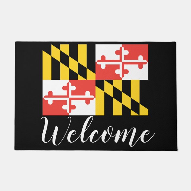 Paillasson Natte d'accueil de drapeau du Maryland (Devant)