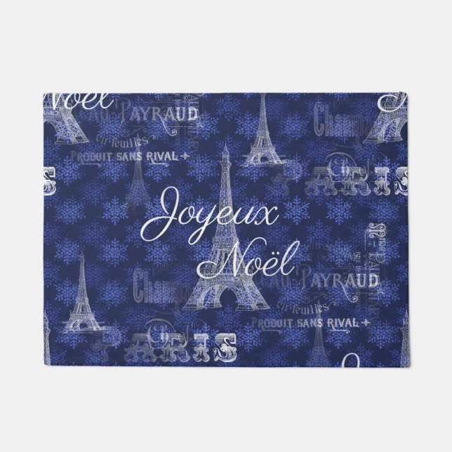 Paillasson Natte de bleu de Noël de Paris Joyeux Noel (Devant)