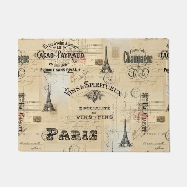 Paillasson Natte française de carte postale de collage (Devant)