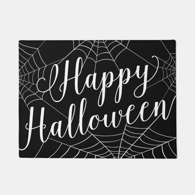Paillasson Natte heureuse de toile d'araignée de Halloween (Devant)
