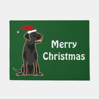 Paillasson Natte noire de Noël de chien de Labrador