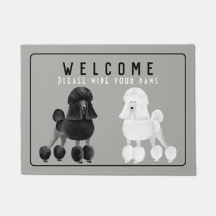 Paillasson Natte noire et blanche personnalisable de caniche