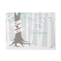 Natte personnalisée par forêt d'hiver - bleu