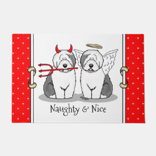 Paillasson Naughty & Nice Old English Sheepdogs (Grey 1)