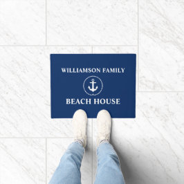 Paillasson Nautical Beach House Nom de famille Ancre Marine B
