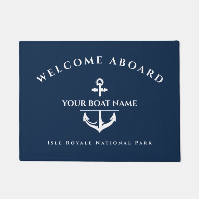 Paillasson Nautical Custom Boat Name Ancre Marine (Devant)