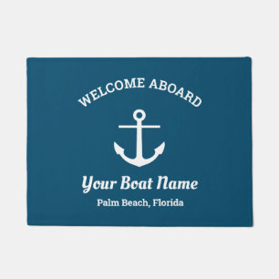 Paillasson Nautical Ocean Blue Custom Boat Name Ancre