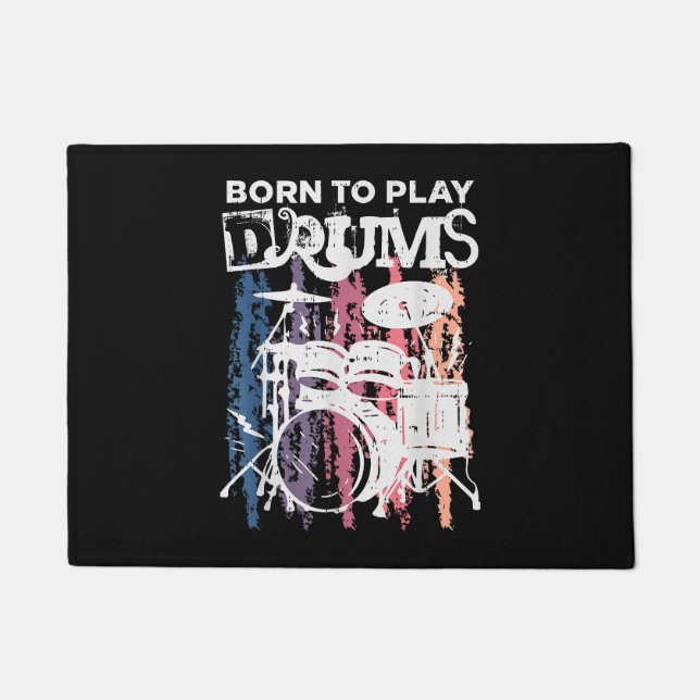 Paillasson Né Pour Jouer Drumming Rock Music Band Drumme (Devant)