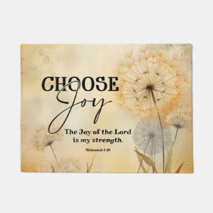 Paillasson Néhémie 8:10 Joie du Seigneur Bible Verse Fleurs