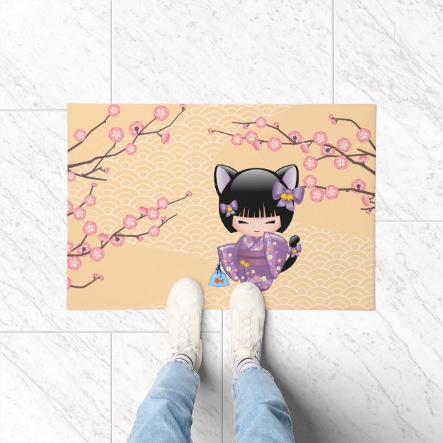 Paillasson Neko Kokeshi Poupée - Cat Ears Geisha Girl (Intérieur)