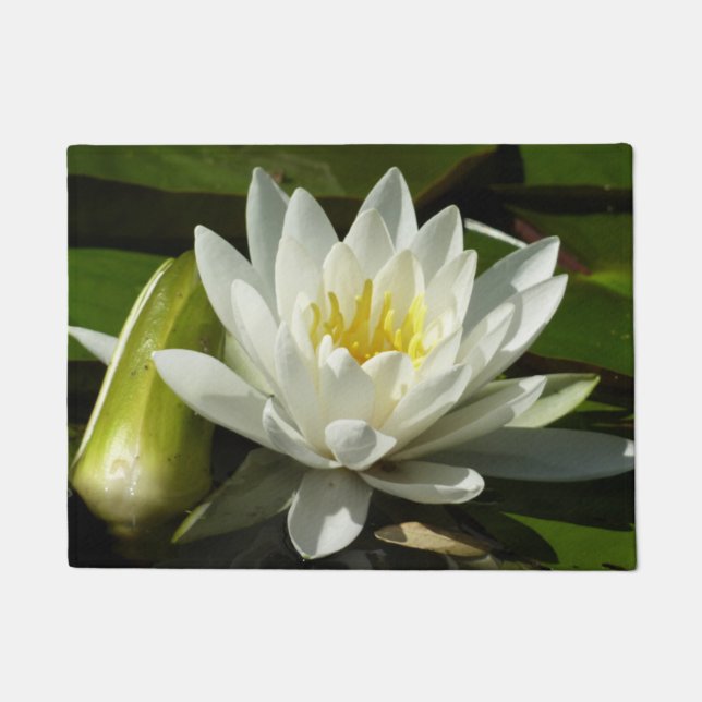 Paillasson Nénuphar blanc et bud Floral (Devant)