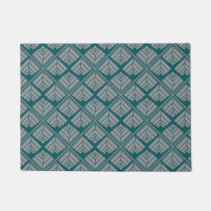 Paillasson Neutre turquoise de motif carré de feuille