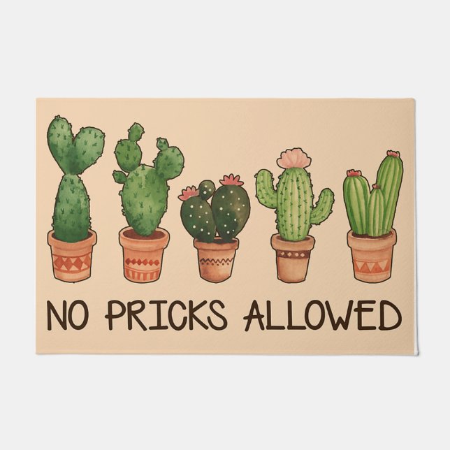 Paillasson No Pricks Allowed Doormat / Cactus Welcome Mat  (Devant)