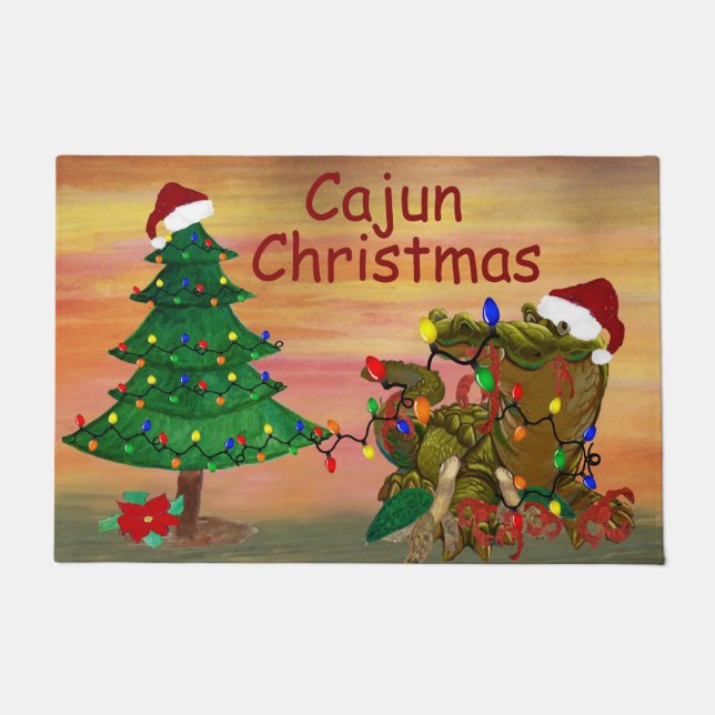 Paillasson Noël cajun sur bayou (Devant)