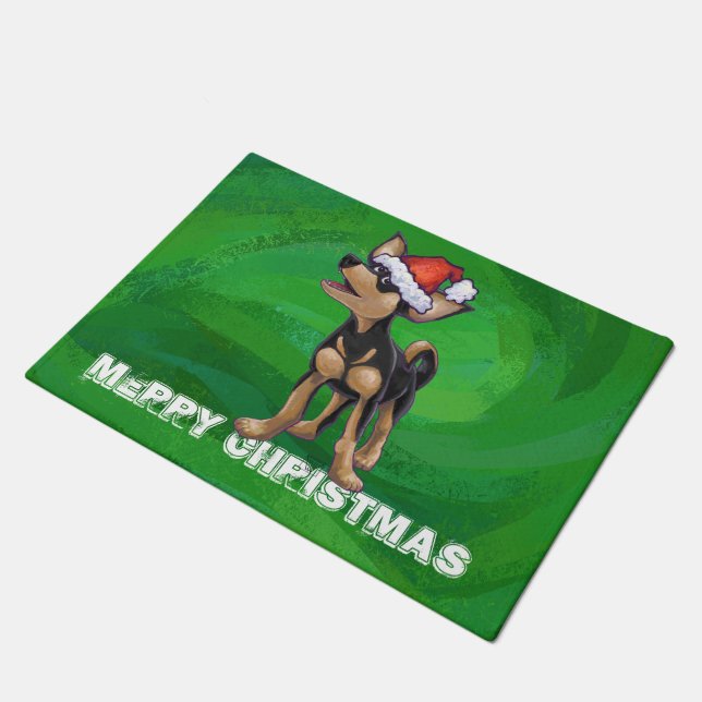 Paillasson Noël Chihuahua sur vert (Incliné)