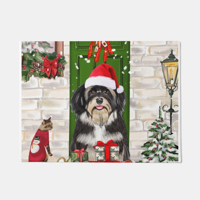 Paillasson Noël de chien Havanais (Devant)