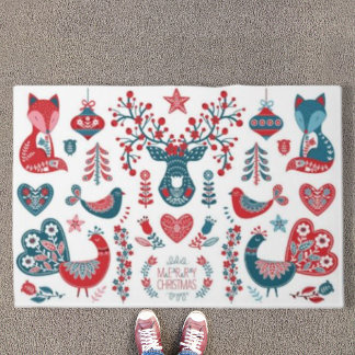 Paillasson Noël de la Marine Rouge Art populaire scandinave