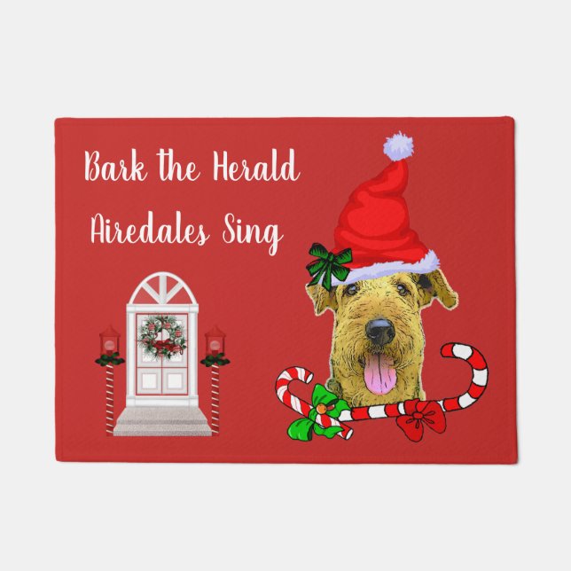Paillasson Noël de la muse Airedale Terrier (Devant)