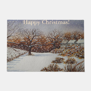 Paillasson Noël de scène de neige de paysage d'hiver de
