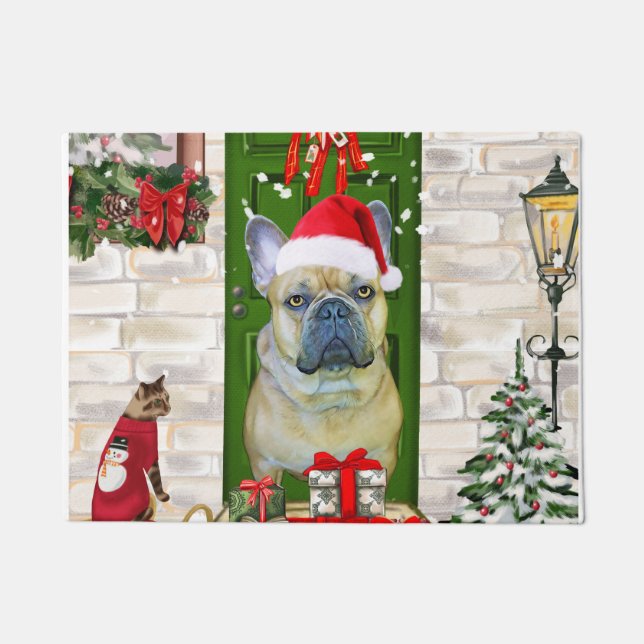 Paillasson Noël des Bulldog français (Devant)