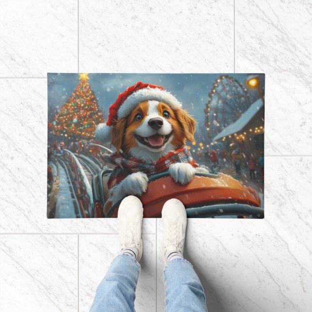 Paillasson Noël du chien espagnol breton (Intérieur)