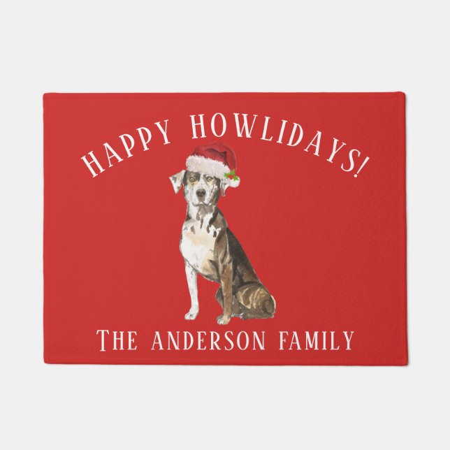 Paillasson Noël du chien léopard de Catahoula (Devant)