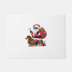 Paillasson Noël Éclairage Père Noël équitation Dachshund Chie