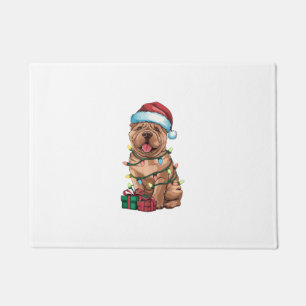 Paillasson Noël Éclairage Santa Chapeau Shar Pei Chien Noël