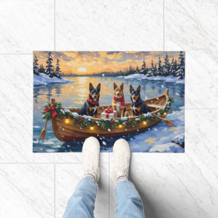 Paillasson Noël en bateau avec un Malinois belge