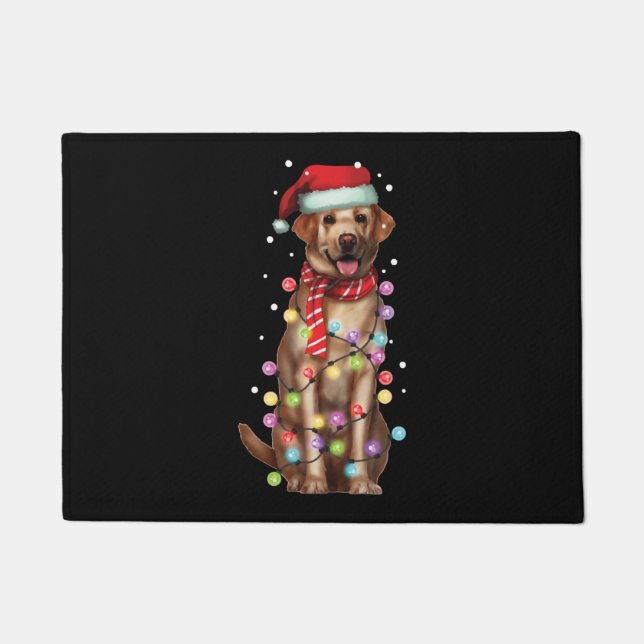 Paillasson Noël Funny Labrador Père Noël Chien Noël Cadeau (Devant)